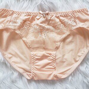 Shimmery peach and white floral embroidery lace bikini panty